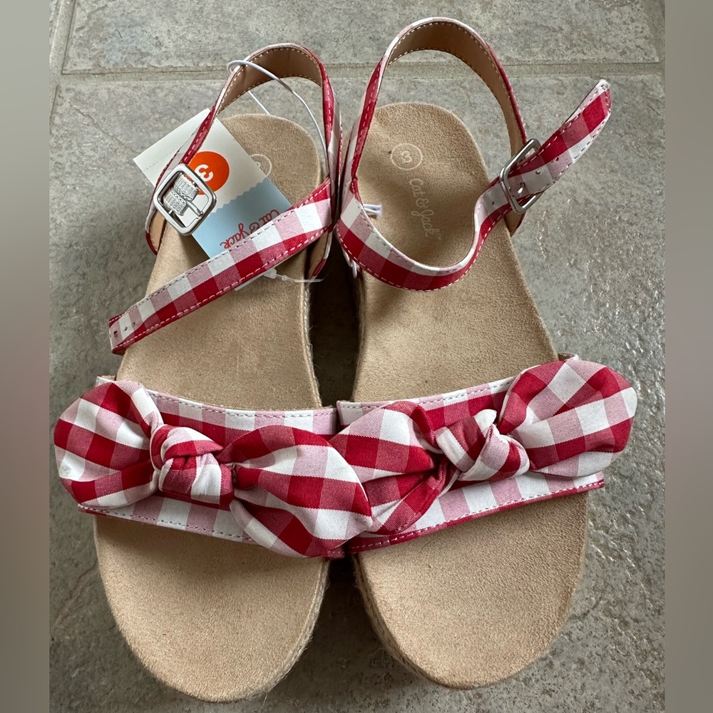Cat & Jack Gingham Platform Sandals - Picture 2 of 5